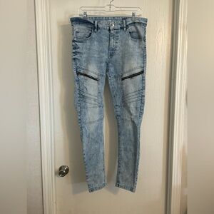 South Pole |  Light Wash Skinny Jeans with Black Accents | Size 34/30